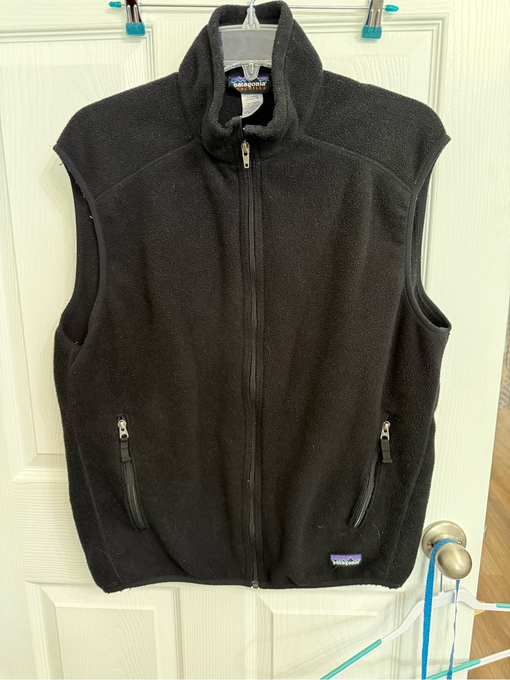 Patagonia Vest Synchilla Fleece Mens Size Large Zipped Pockets Black Hike 25183